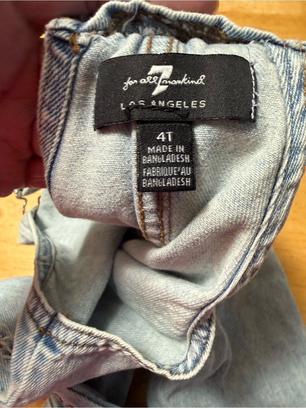 7 For All Mankind Light Wash Embroidered Denim Overalls - Blue - Picture 5 of 5